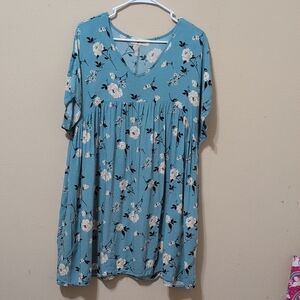 Floral Teal Women's Tunic Dress